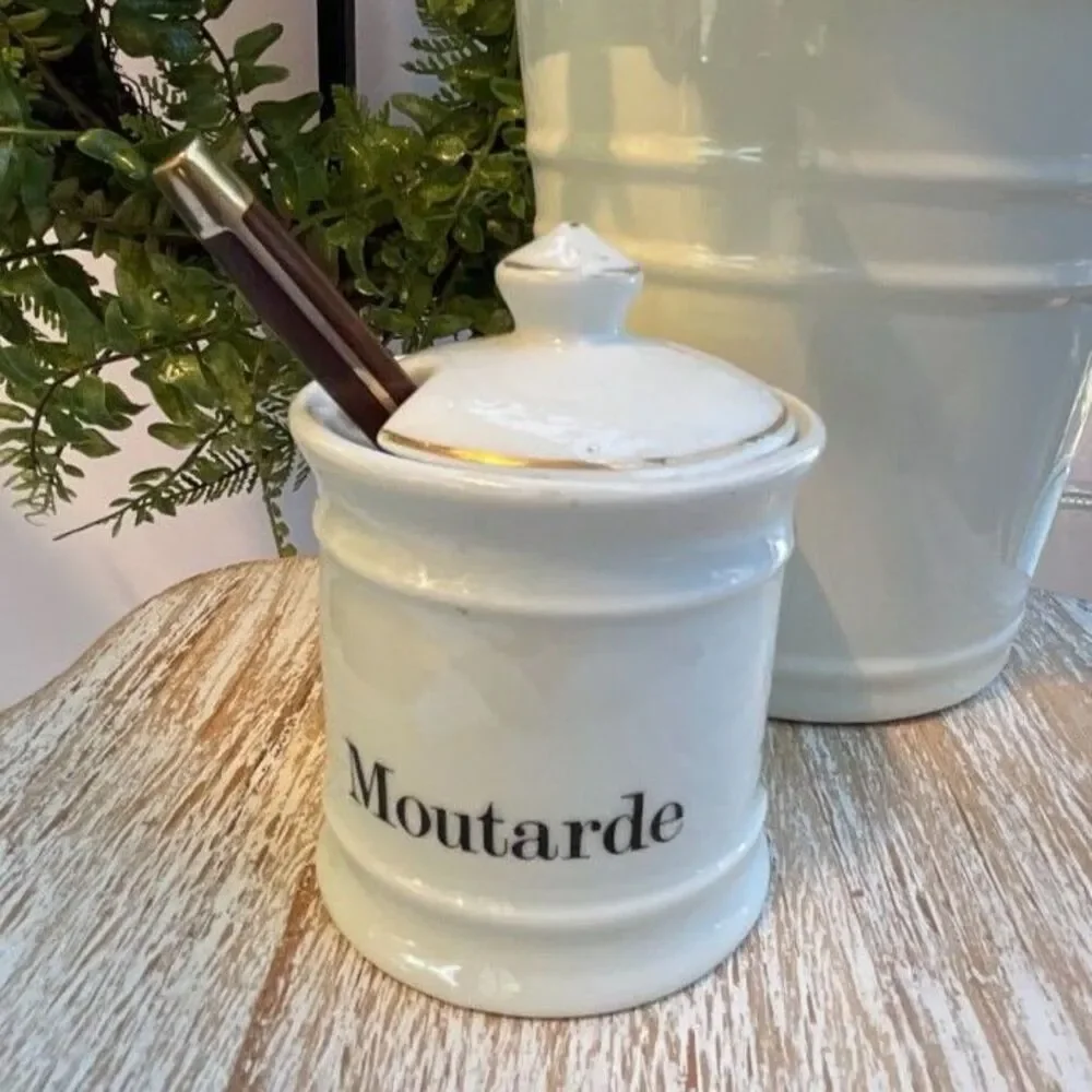 Berry Haute Porcelaine French Mustard Jar Louis Lourioux France Vintage